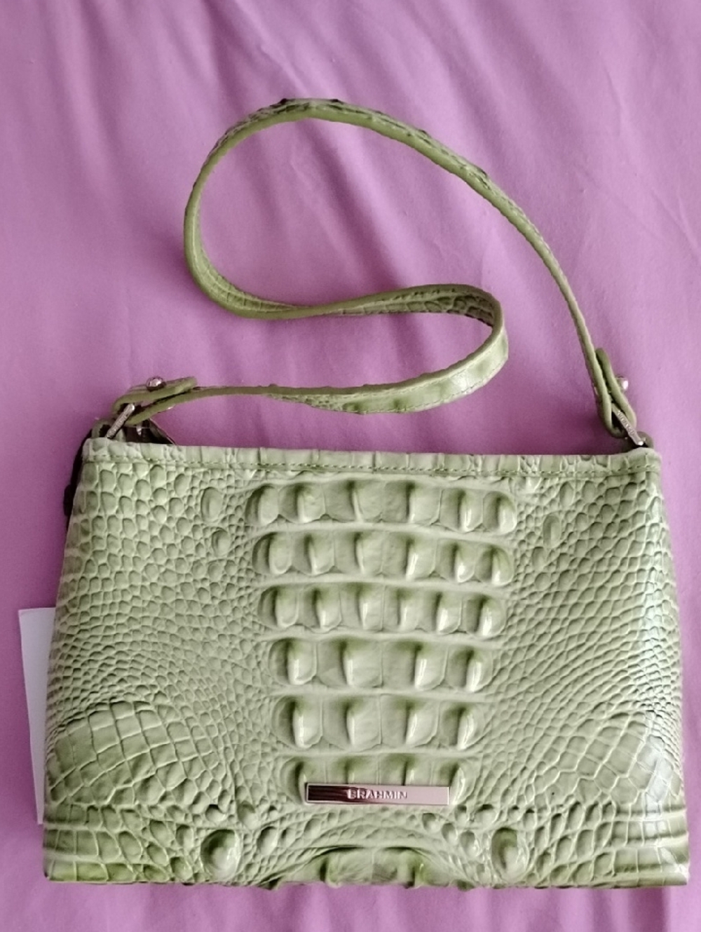 Brahmin Lime Croc-Embossed Shoulder Bag